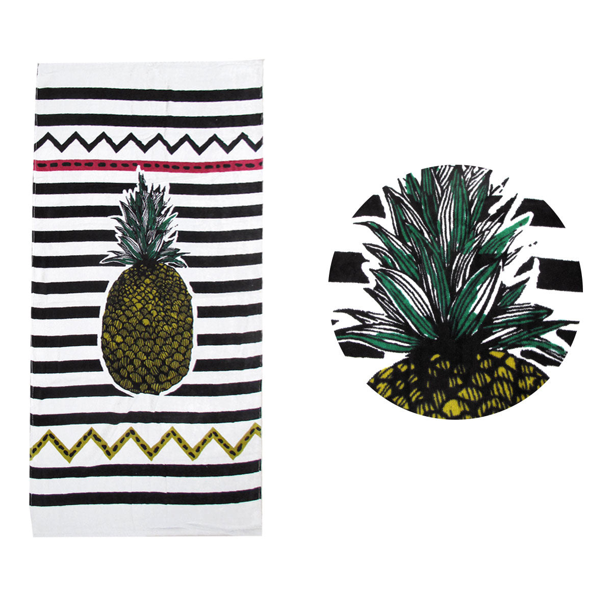 Gaint Pineapple Assorted Printed Cotton Beach Towel 70 x 145 cm - SuperSaverAU - view 1