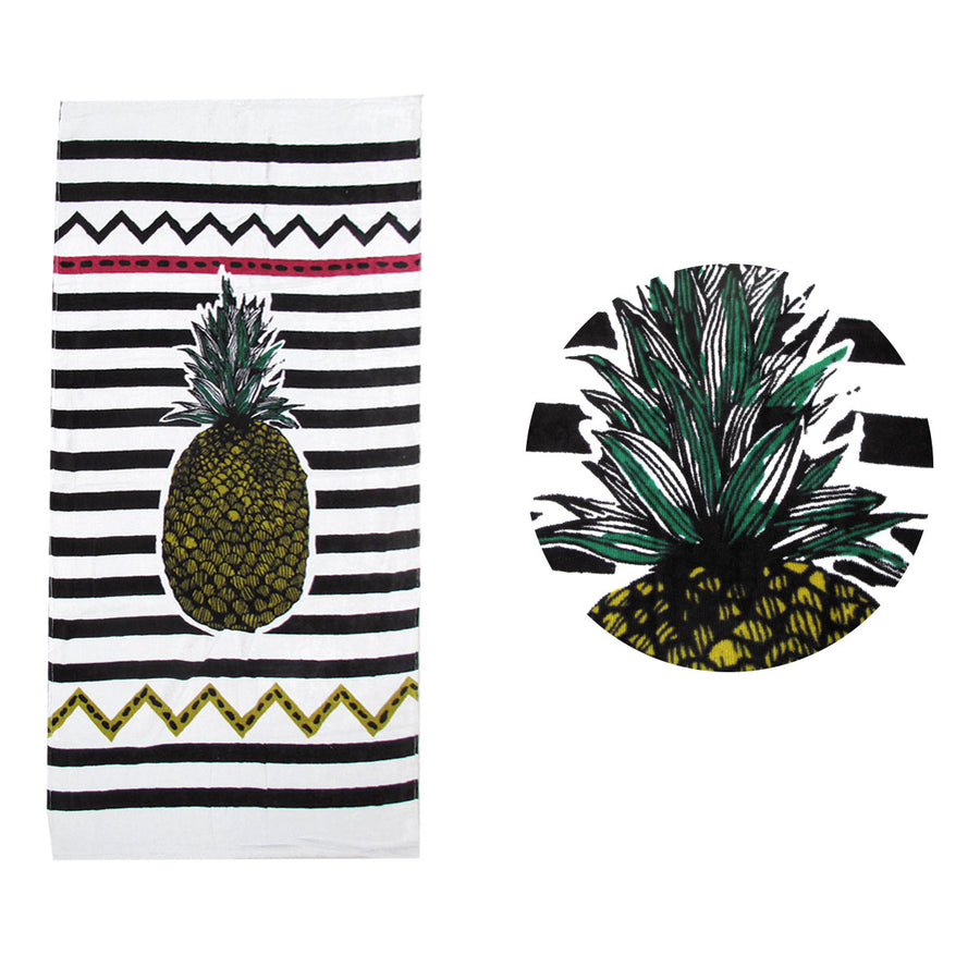 Gaint Pineapple Assorted Printed Cotton Beach Towel 70 x 145 cm - SuperSaverAU - view 1
