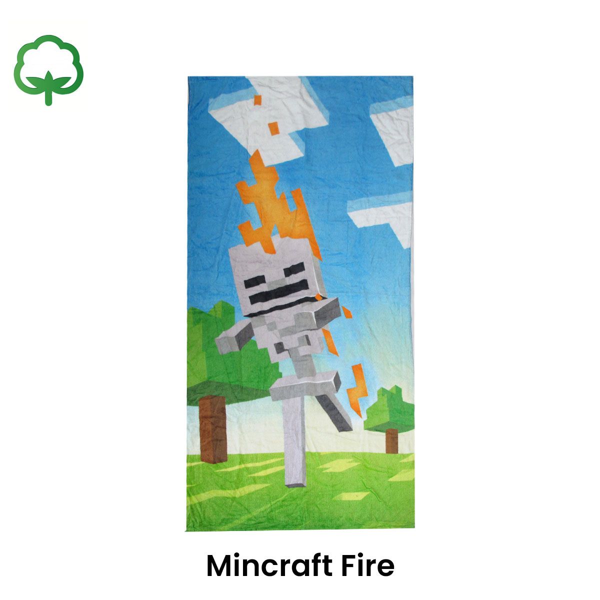 Kids Fun Theme Cotton Beach Towel 70 x 140 cm Mincraft Fire - SuperSaverAU - view 2