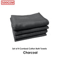 500GSM Set of 4 Combed Cotton Bath Towels Plain 70 x 140 cm Plain Charcoal - SuperSaverAU - view 2