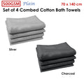 500GSM Set of 4 Combed Cotton Bath Towels Plain 70 x 140 cm Plain Charcoal - SuperSaverAU - view 3