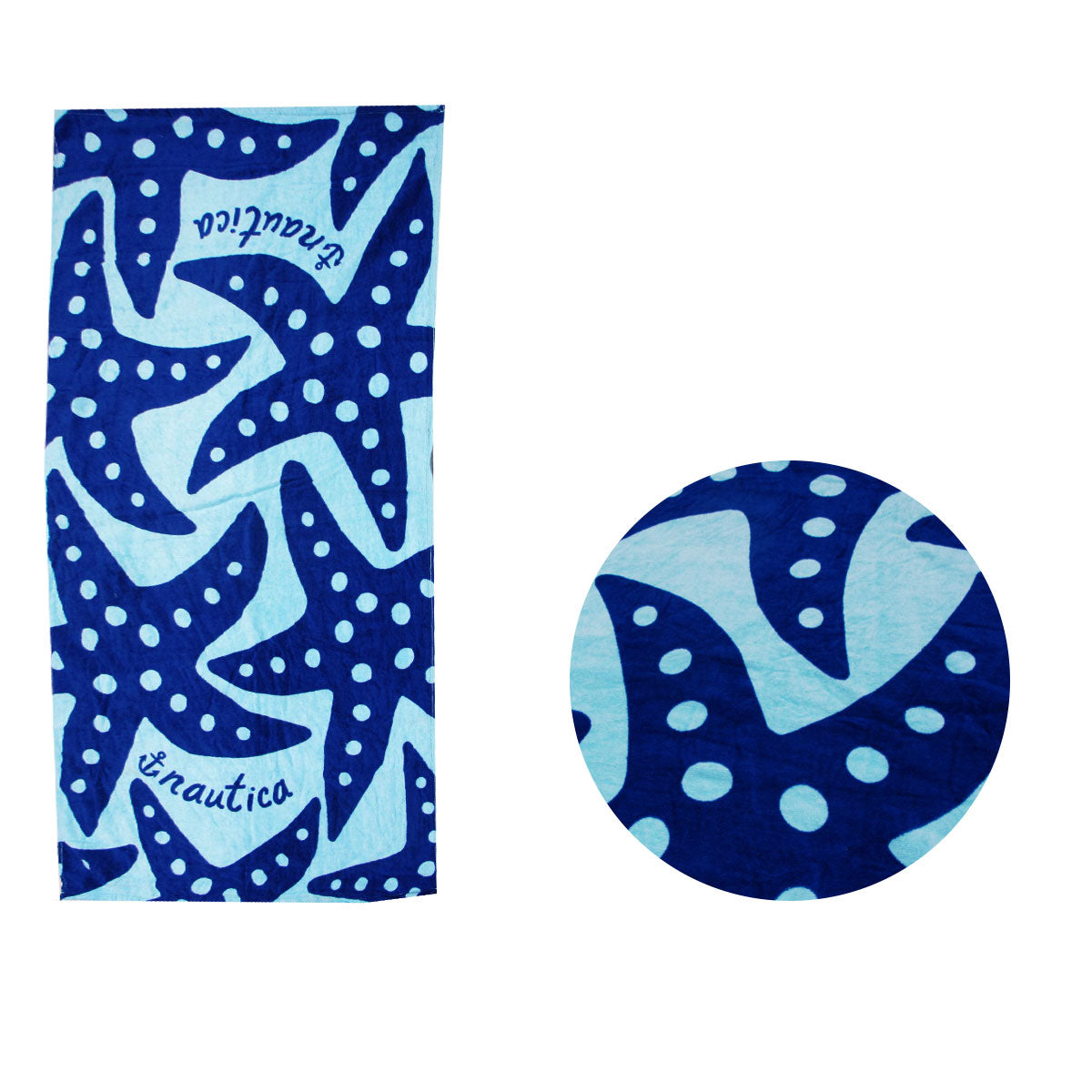 Nautica Cotton Beach Towel 70 x 145 cm - Nautical Print Design, Soft & Absorbent