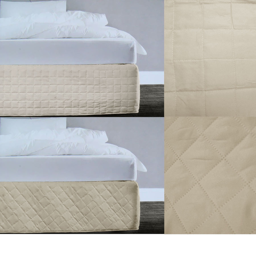 Microfiber Quilted Bedskirt/Valance 33cm Drop - Random Pattern, Queen Size - SuperSaverAU - view 1