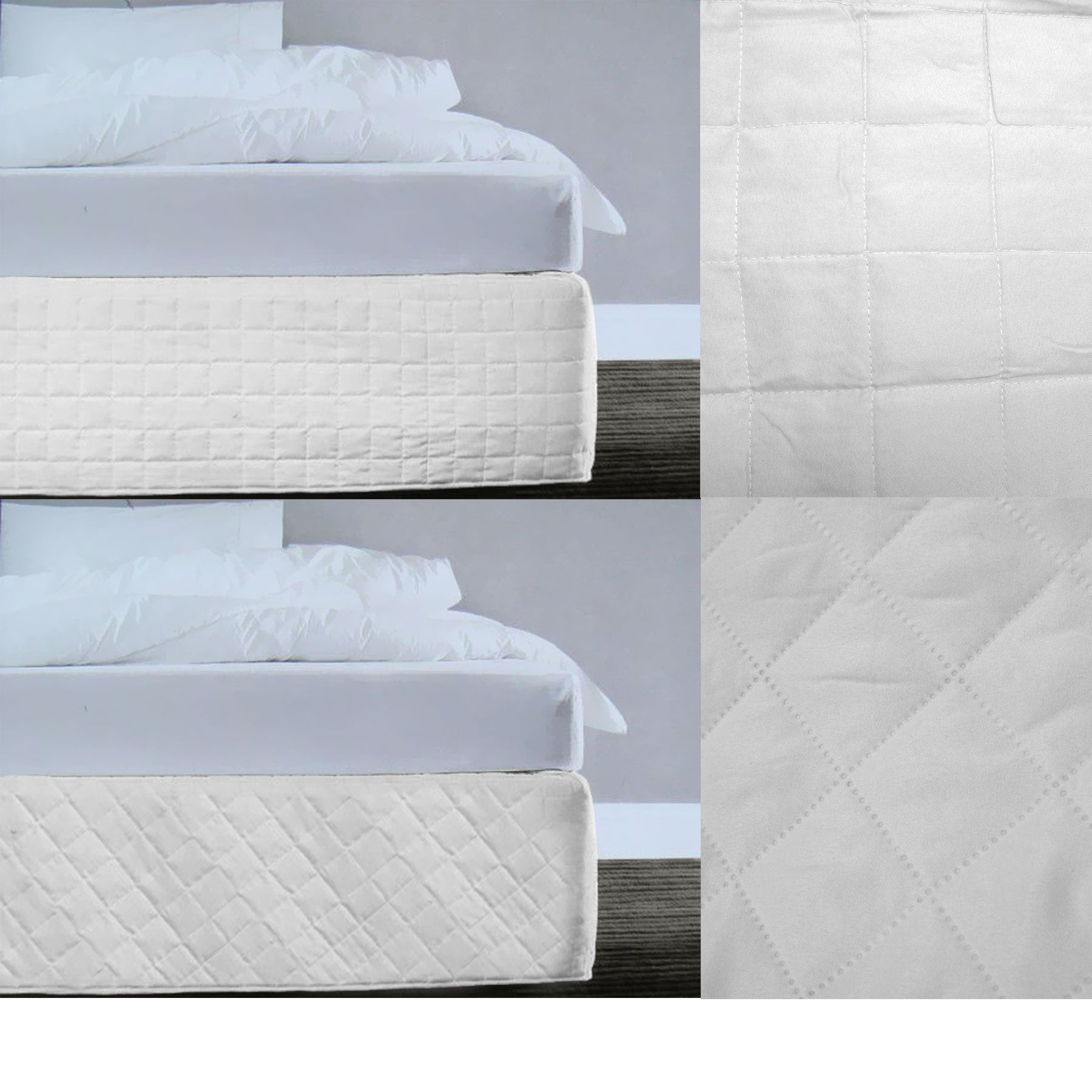 Microfiber Quilted Bedskirt Valance 33cm Drop Queen - Random Pattern, White - SuperSaverAU - view 1