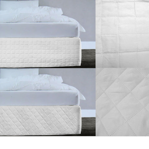 Microfiber Quilted Bedskirt Valance 33cm Drop Queen - Random Pattern, White - SuperSaverAU - view 1