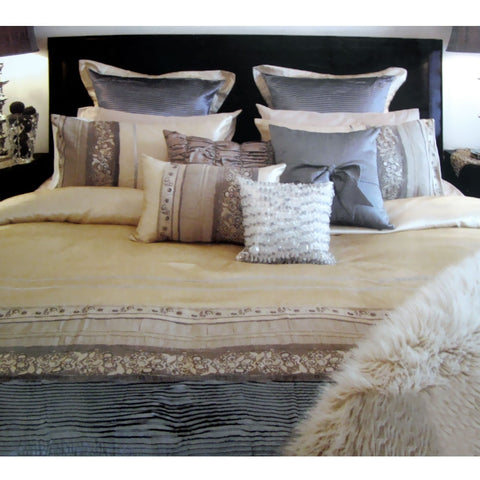 Manhattan Rominda Gold Quilt Cover Set Queen - Woven Jacquard, Satin Polyester - SuperSaverAU - view 1