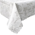 Deco White Luxury Jacquard Tablecloth 150 x 220 cm - Floral, Stain Resistant - SuperSaverAU - view 1