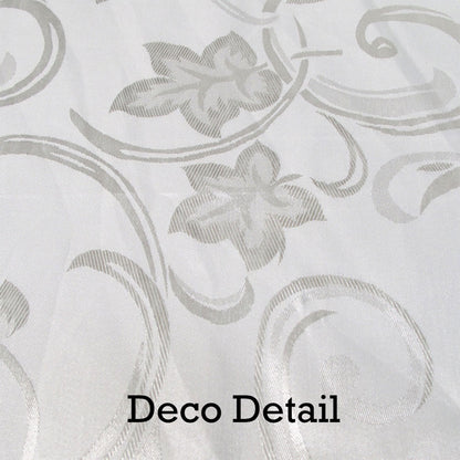 Deco White Luxury Jacquard Tablecloth 150 x 220 cm - Floral, Stain Resistant