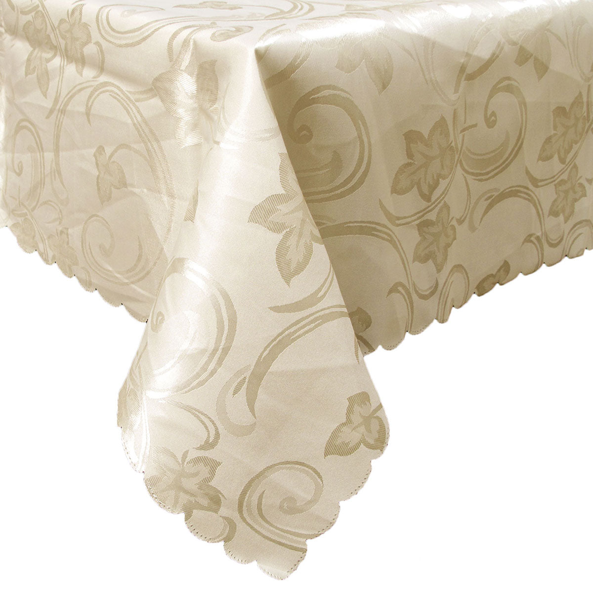 Deco Cream Luxury Jacquard Tablecloth 150 x 270 cm, Floral Design, Stain Resistant - SuperSaverAU - view 1