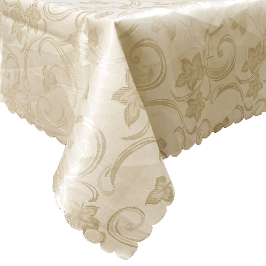 Deco Cream Luxury Jacquard Tablecloth 150 x 270 cm, Floral Design, Stain Resistant - SuperSaverAU - view 1