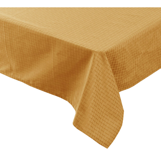 Dobby Checkered Tablecloth Gold 160 x 265 cm, Stain Resistant, Machine Washable