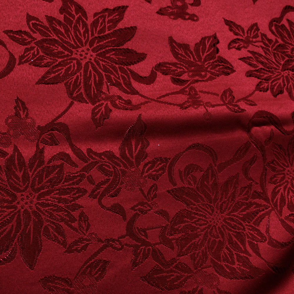 Floral Red Tablecloth 132 x 178 cm, Jacquard Design, Stain Resistant, Machine Washable