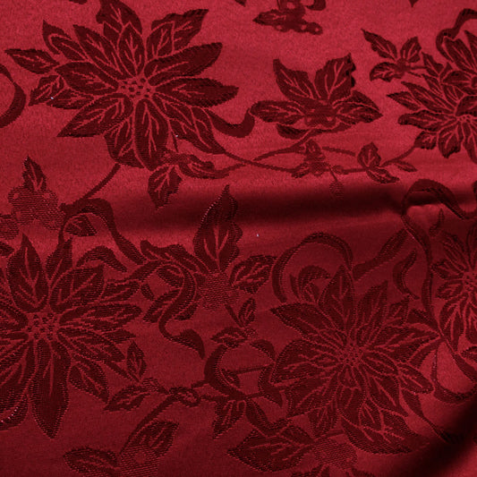 Floral Red Tablecloth 132 x 178 cm, Jacquard Design, Stain Resistant, Machine Washable