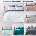 Bambury Botanica Embossed Leaf Coverlet Set Queen/King - Teal, Machine Washable - SuperSaverAU - view 2
