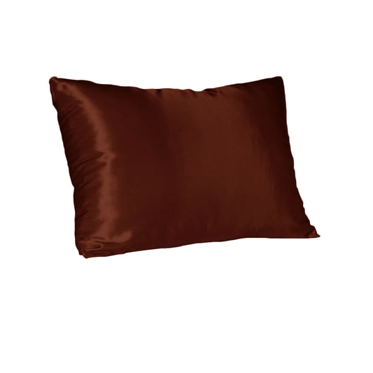 Bambury Satin Standard Pillowcase 48 x 73 cm - Chocolate, Soft Polyester, Hair Care