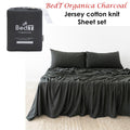 BedT Organica Jersey Cotton-Blend Sheet Set Charcoal Queen - 70% Organic Cotton, Breathable - SuperSaverAU - view 2