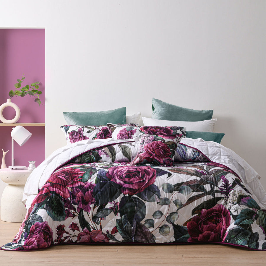 Bianca Abigail Berry Floral Quilted Bedspread Set - King