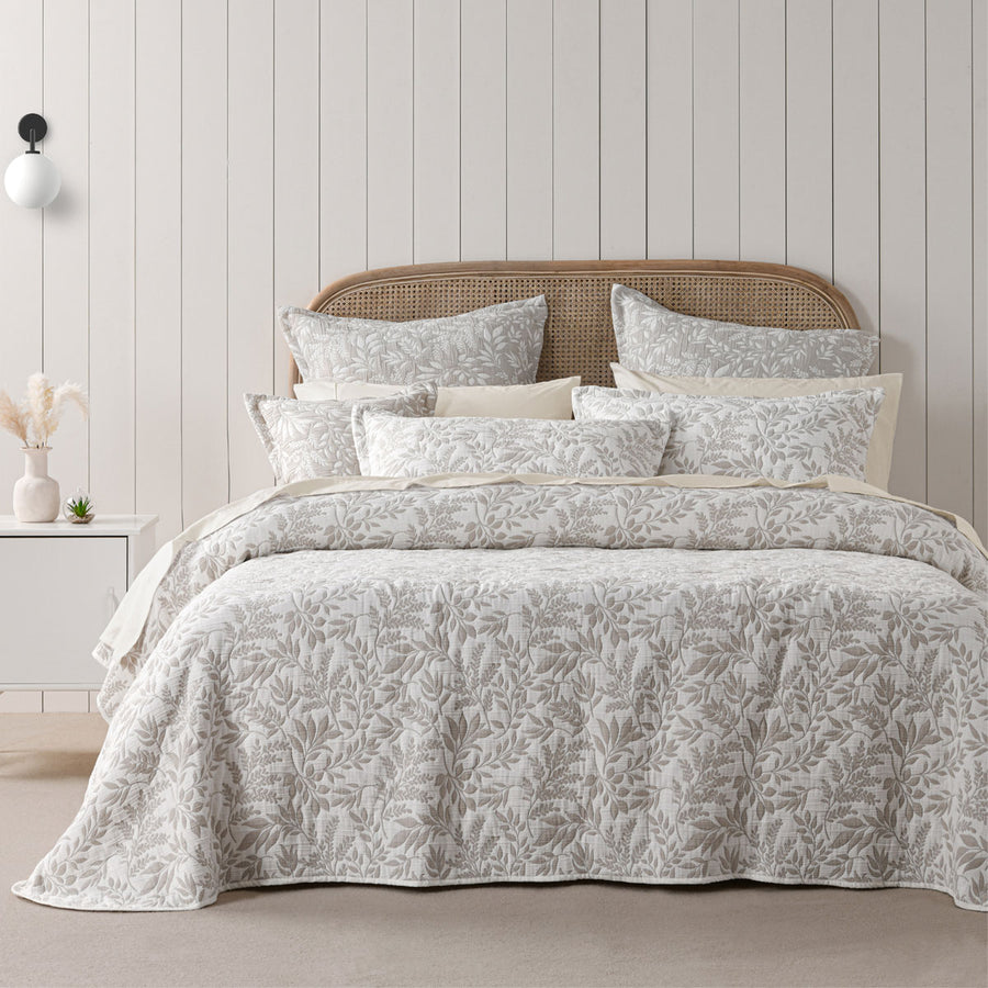 Bianca Ameila Stone Jacquard Quilted Bedspread Set - Super King
