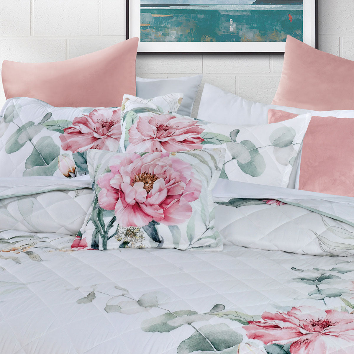 Bianca Coleraine White Floral Bedspread Set King Single - Quilted Comfort - SuperSaverAU - view 3