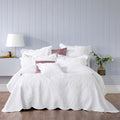 Bianca Elegance Cordelia Bedspread Set with Quilted Damask Design - White, King