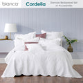 Bianca Elegance Cordelia Bedspread Set with Quilted Damask Design - White, Queen