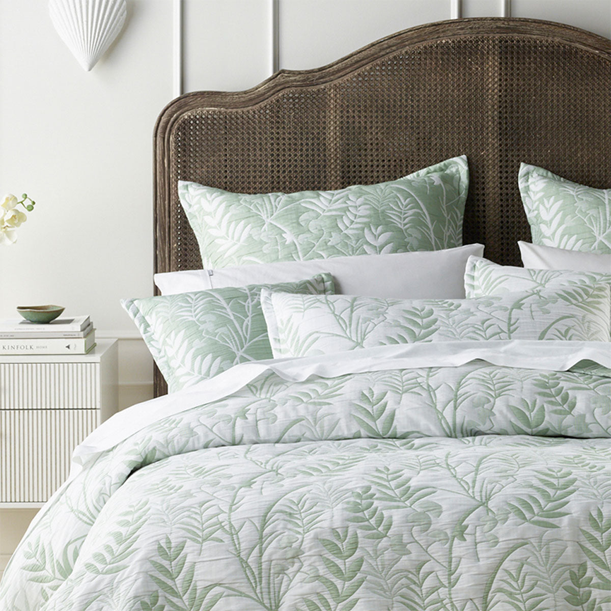 Bianca Eden Sage Jacquard Bedspread Set King - Botanical Design, Includes 2 Pillowcases - SuperSaverAU - view 2