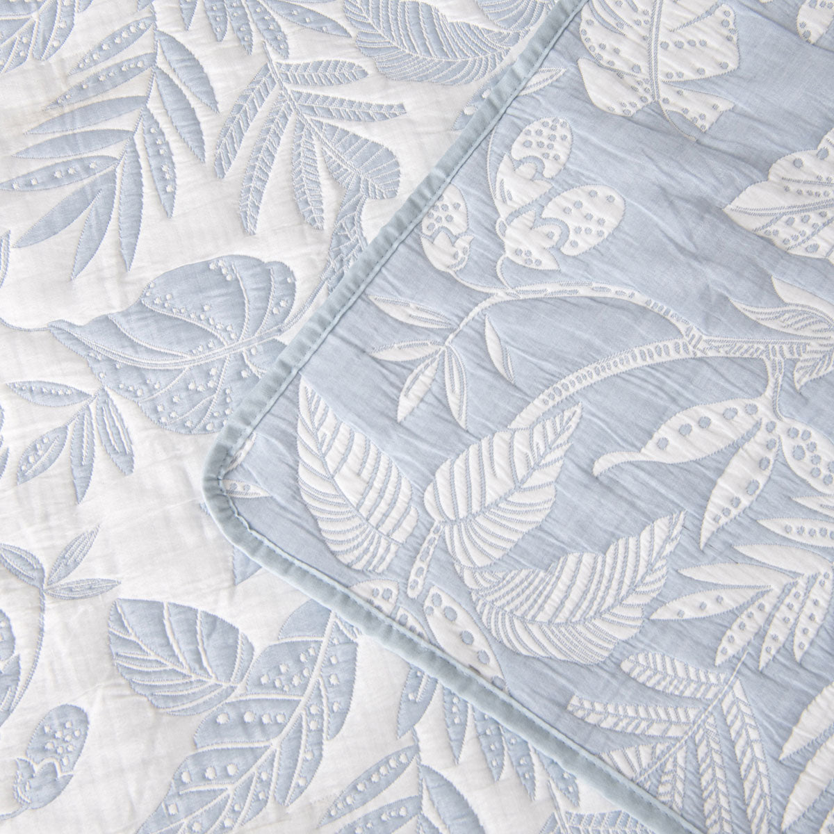 Bianca Laurieton Jacquard Botanical Bedspread Set – Blue Queen