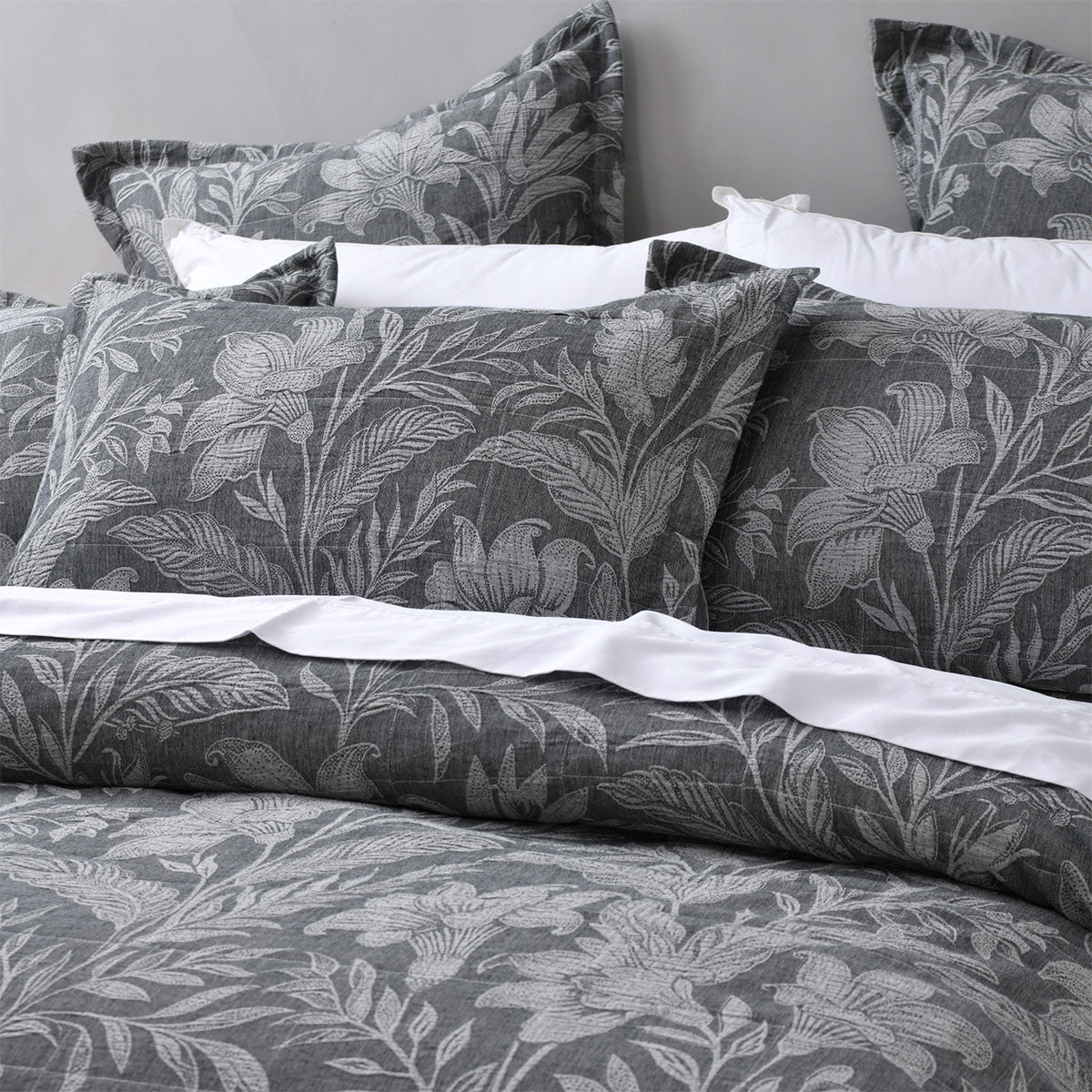 Bianca Maidstone Grey Floral Bedspread Set King - Luxurious Jacquard - SuperSaverAU - view 3