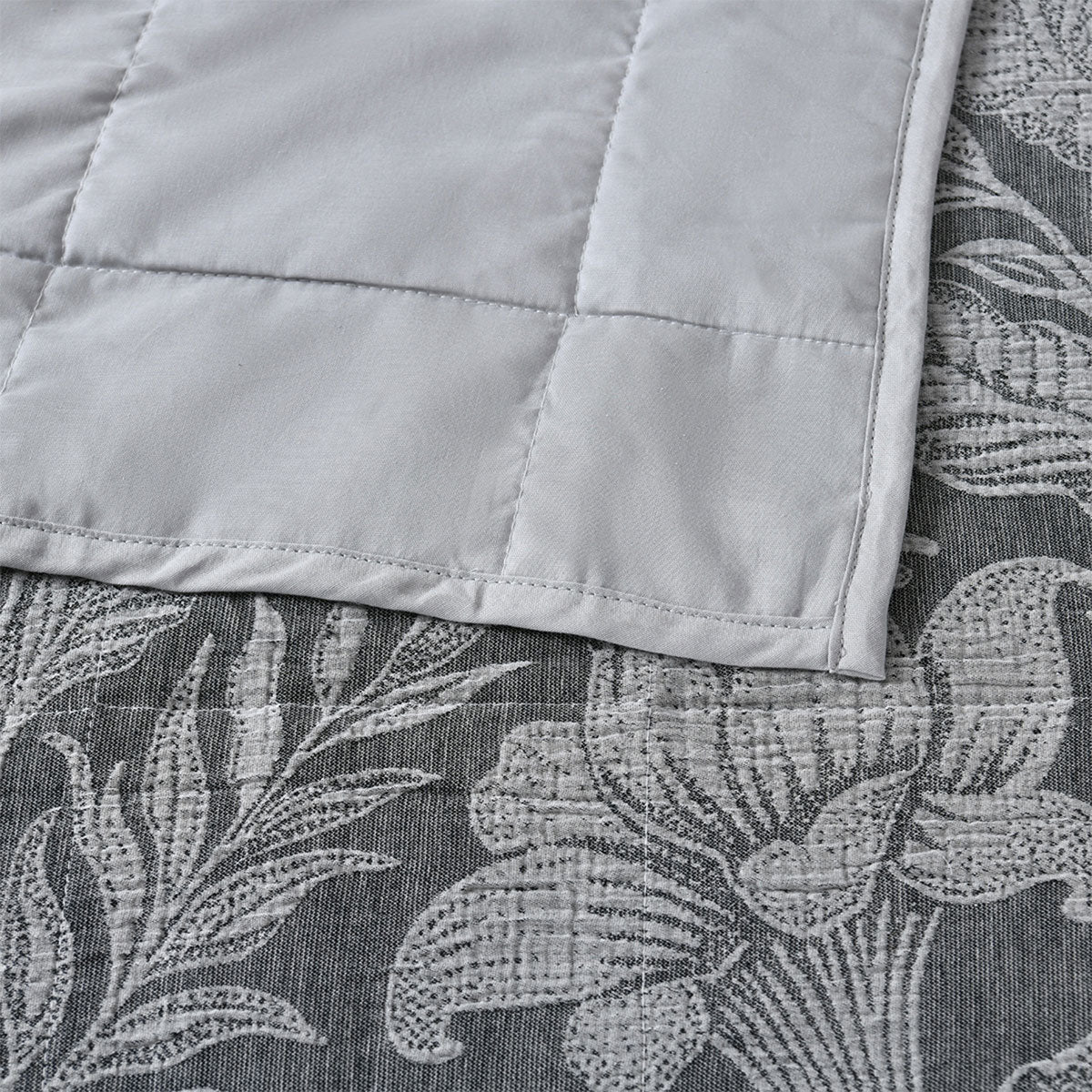 Bianca Maidstone Grey Floral Bedspread Set Queen - Luxurious Jacquard - SuperSaverAU - view 4