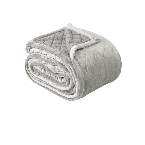 Bianca Velvet Blanket 250 x 240 cm - Diamond Quilted, Sherpa Reverse - SuperSaverAU - view 1