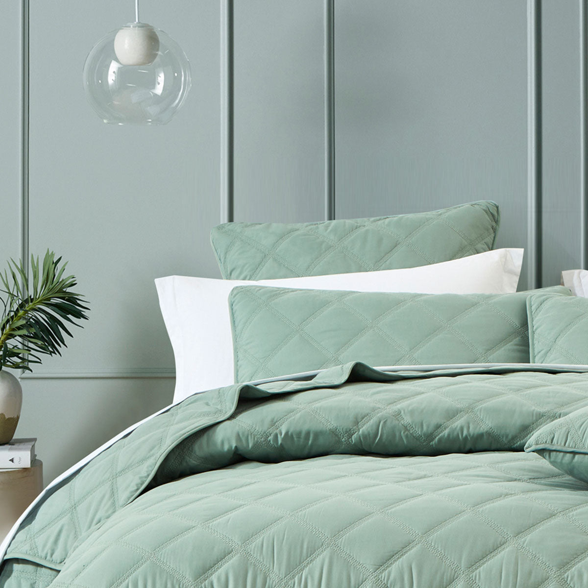 Bianca Barclay Olive Coverlet Set - Quilted Pattern - 250x250cm - 2 Pillowcases - SuperSaverAU - view 2