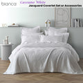 Bianca Cassiano Polyester Jacquard Coverlet Set with Geometric Design - White, Queen/King