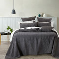 Bianca Geraldton Coal Coverlet Set 250x250 cm with Quilted Square Pattern - SuperSaverAU - view 1