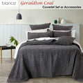 Bianca Geraldton Coal Coverlet Set 250x250 cm with Quilted Square Pattern - SuperSaverAU - view 2
