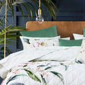 Bianca Indi Polyester Quilted Coverlet Set with Floral Print - White, Queen/King