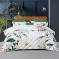 Bianca Indi Polyester Quilted Coverlet Set with Floral Print - White, Super King