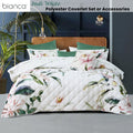 Bianca Indi Polyester Quilted Coverlet Set with Floral Print - White, Super King