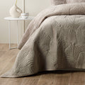 Bianca Kairo Taupe Velvet Coverlet Set - Queen/King, Quilted Leaf Design - SuperSaverAU - view 3