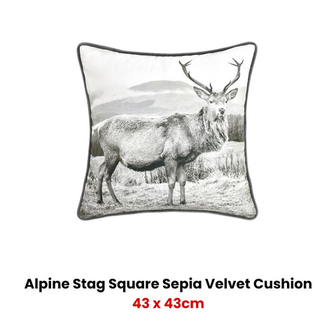 Bianca Alpine Stag Taupe Jacquard Square Velvet Cushion 43x43cm - SuperSaverAU - view 1