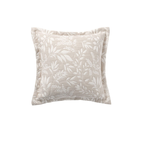 Bianca Ameila Filled Cushion with Jacquard Foliage Design - Stone, 43 x 43cm