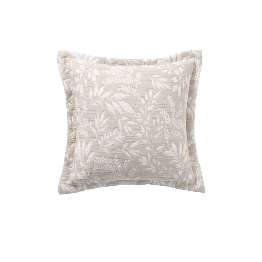 Bianca Ameila Filled Cushion with Jacquard Foliage Design - Stone, 43 x 43cm