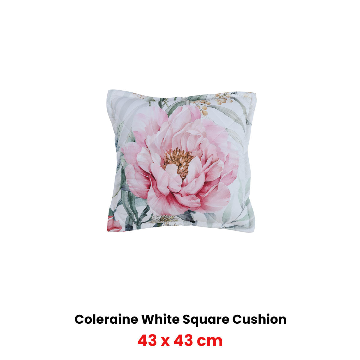 Bianca Coleraine White Floral Printed Cushion 43 x 43cm