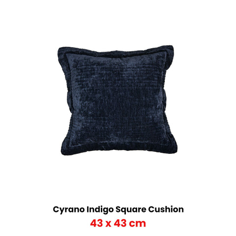 Bianca Cyrano Velvet Square Filled Cushion – Indigo 43 x 43cm