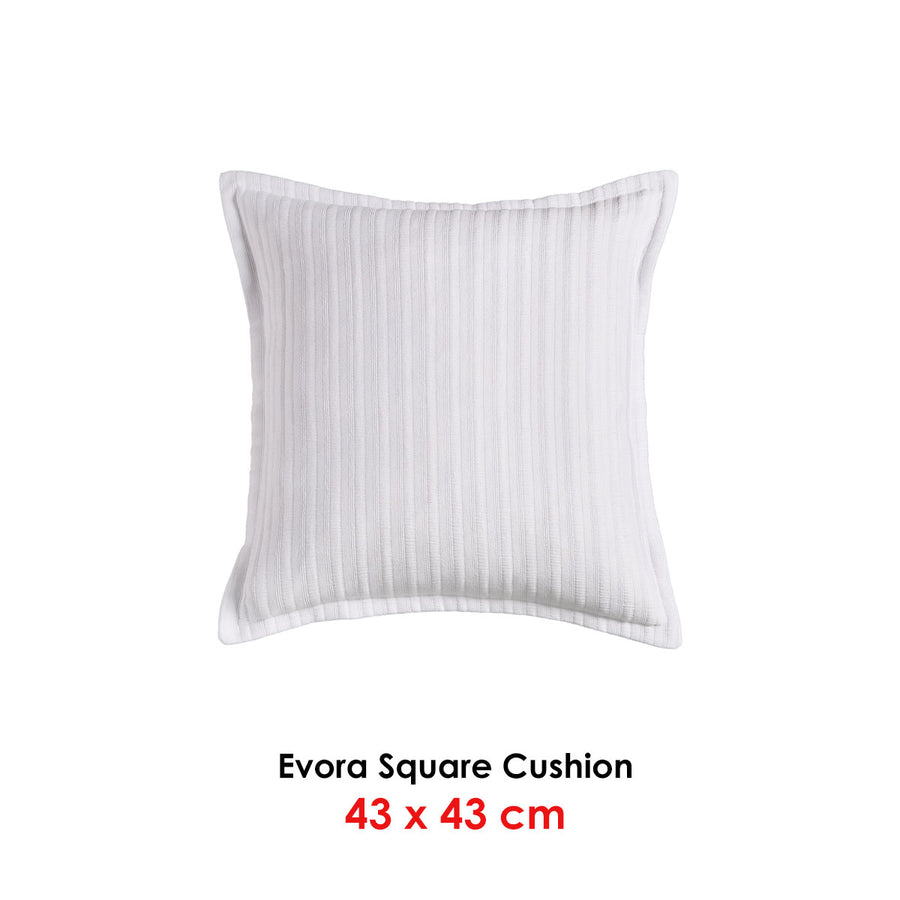Bianca Evora White Square Filled Cushion 43x43cm Cotton Jacquard Design - SuperSaverAU - view 1