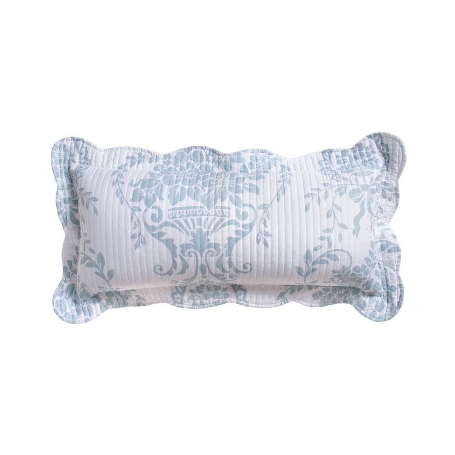 Bianca Florence White Blue Rectangular Cushion - Floral Quilted Design, 60 x 30 cm - SuperSaverAU - view 1