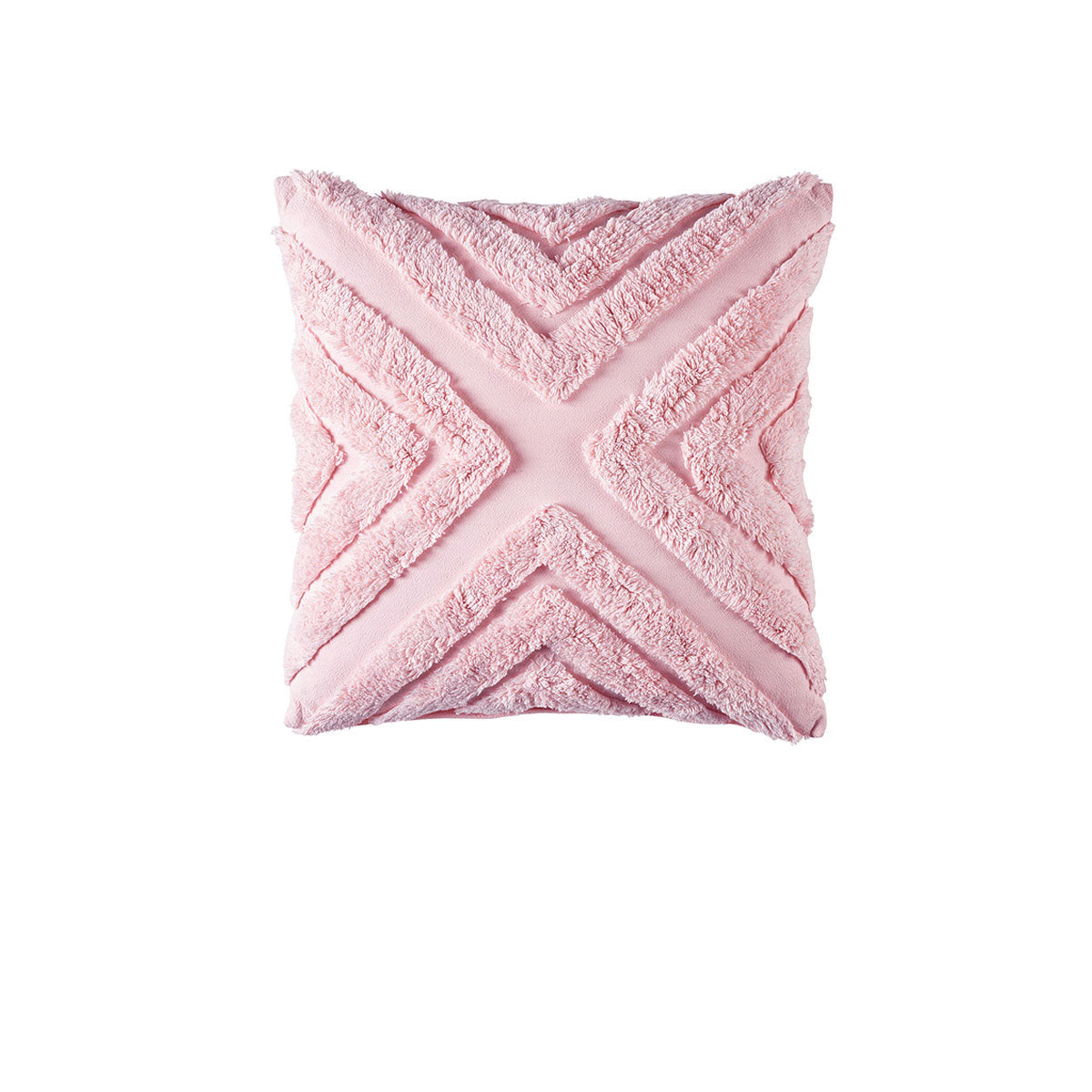 Bianca Haven Cotton Chenille Square Cushion 43 x 43 cm - Geometric Design, Pink - SuperSaverAU - view 1