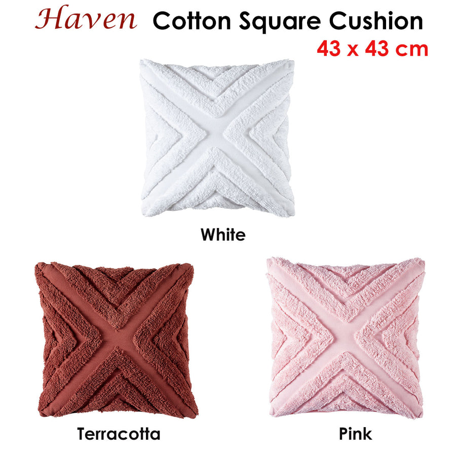 Bianca Haven Cotton Chenille Square Cushion 43 x 43 cm - Geometric Design - SuperSaverAU - view 1