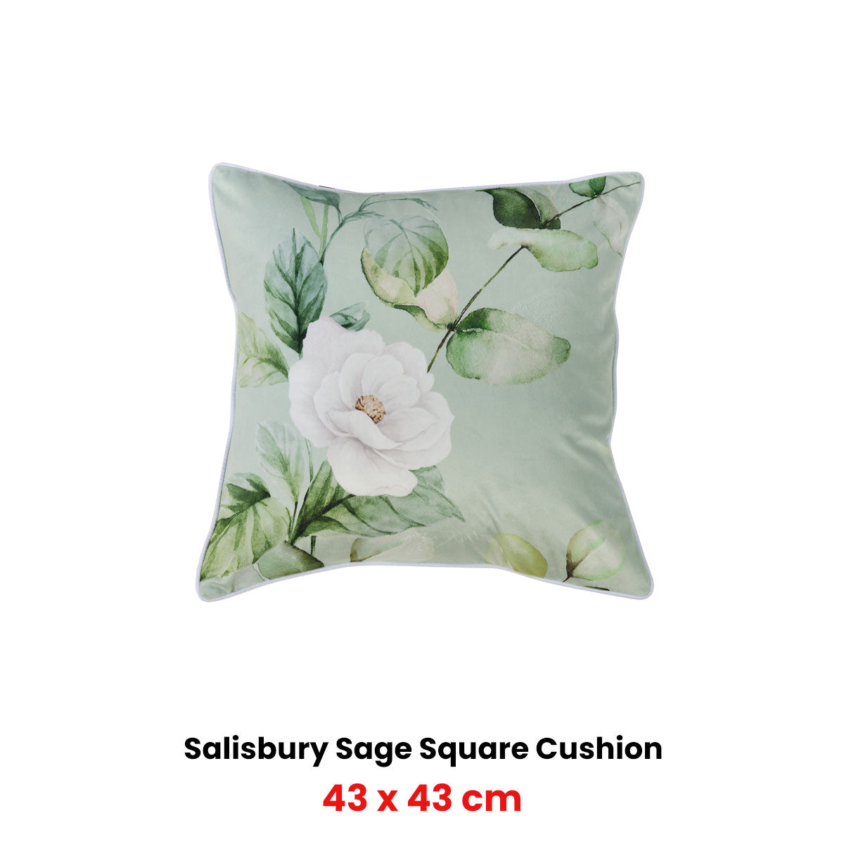 Bianca Salisbury Sage Floral Cushion 43 x 43cm - Nature-Inspired Elegance