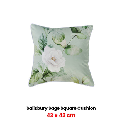 Bianca Salisbury Sage Floral Cushion 43 x 43cm - Nature-Inspired Elegance