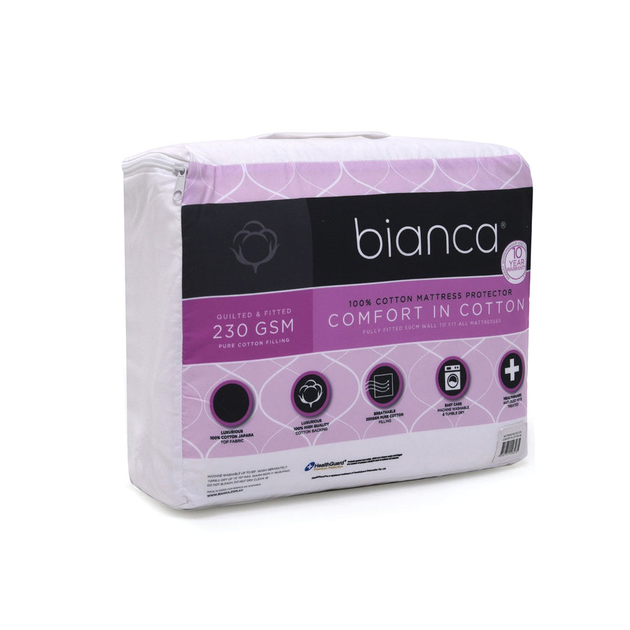 Bianca Cotton Mattress Protector Long Single 92 x 205 + 50cm, Anti Dust Mite - SuperSaverAU - view 1